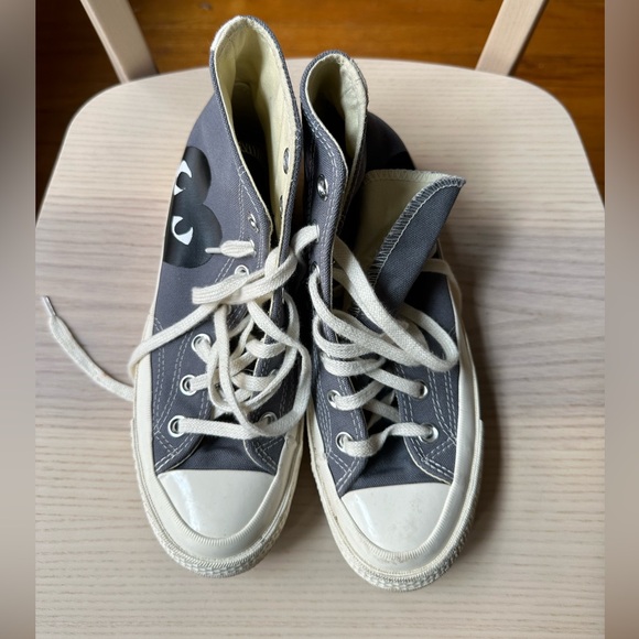 Converse x Comme des Garçons PLAY Chuck 70 hi top Grey hidden heart Size M 5 W 7 - Picture 2 of 4